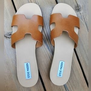 Steve Madden Size 9, Hadyn tan leather slides